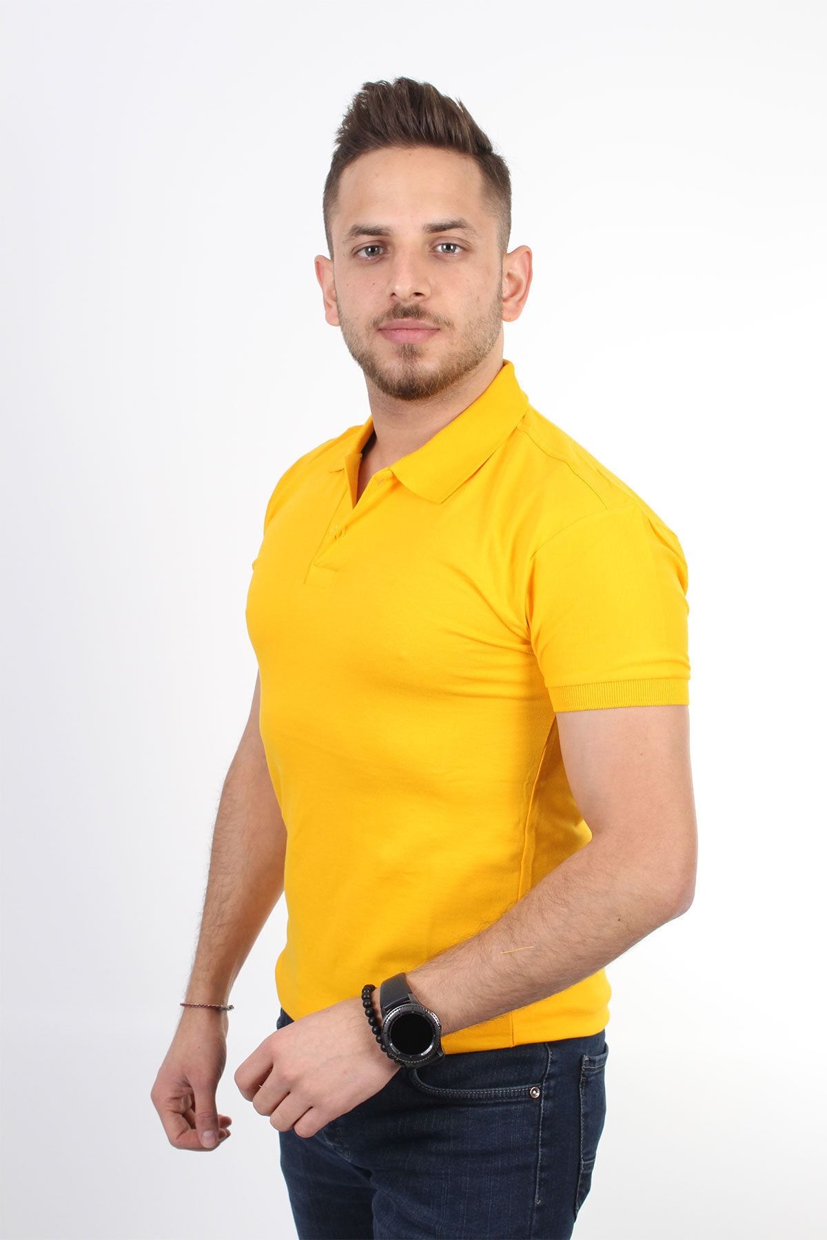Genel Markalar Erkek Altın Rengi Polo Yaka T-shirt