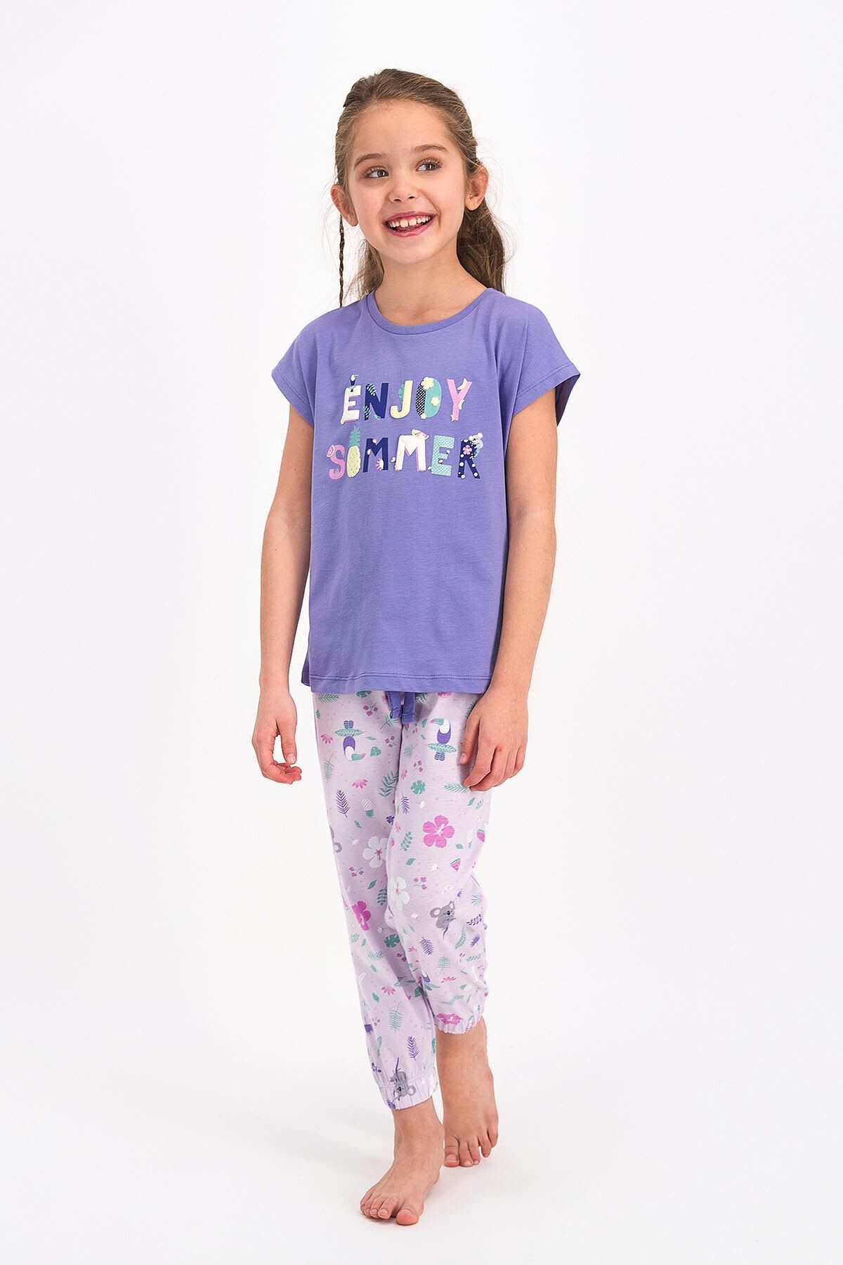 Rolypoly Rolypoly Enjoy Summer Mor Kız Çocuk Kısa Kol Pijama Takımı