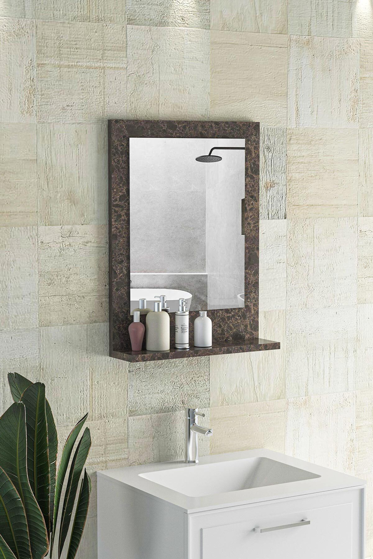 bluecape Verona 45x60cm Ürgüp Raflı Banyo Dolabı Dresuar Hol Koridor Duvar Salon Wc Ofis Yatak Odası Boy Ayna