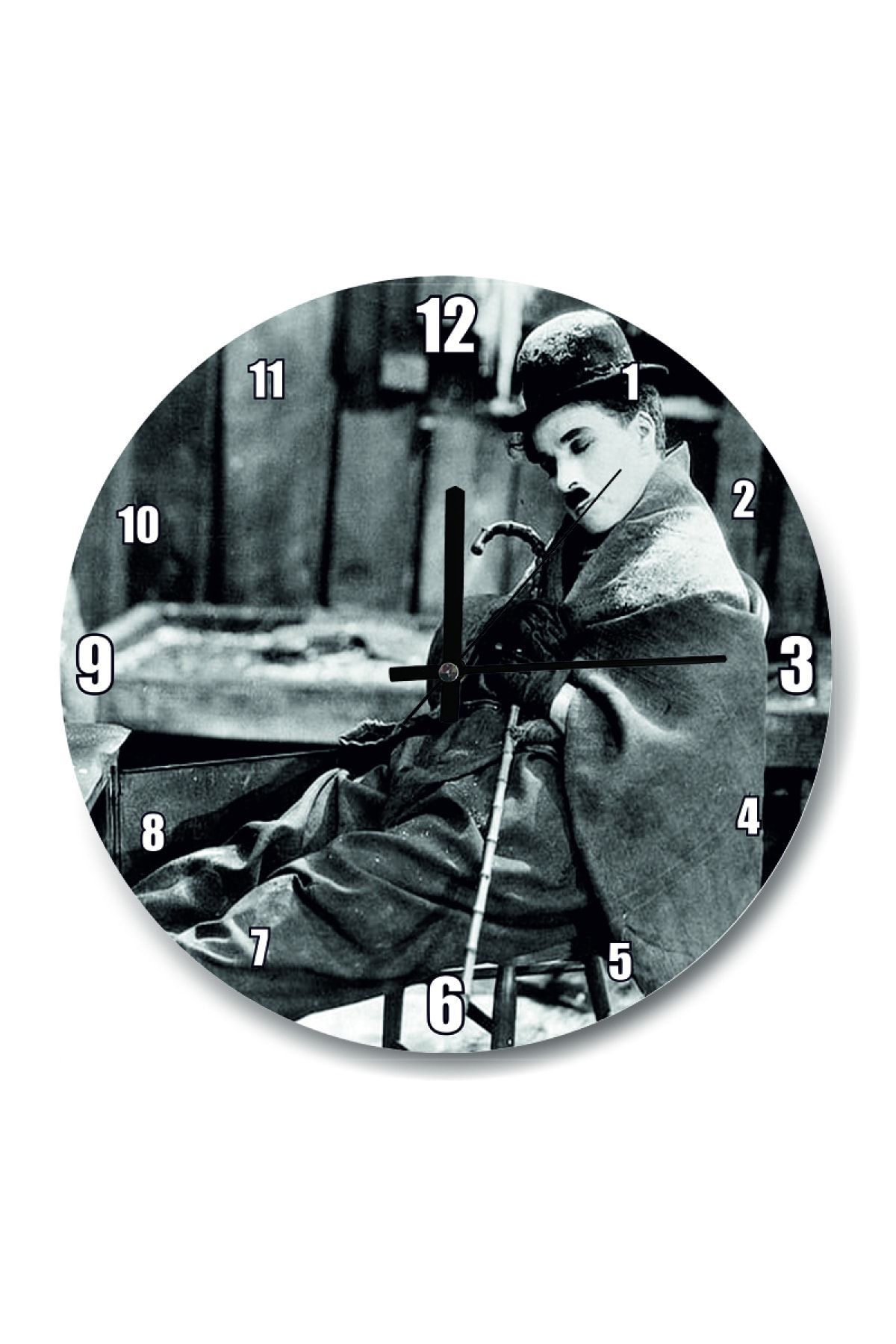 Cakatablo Charlie Chaplin Ayakları Soba Içinde Duvar Saati (çap 30x30 Cm)