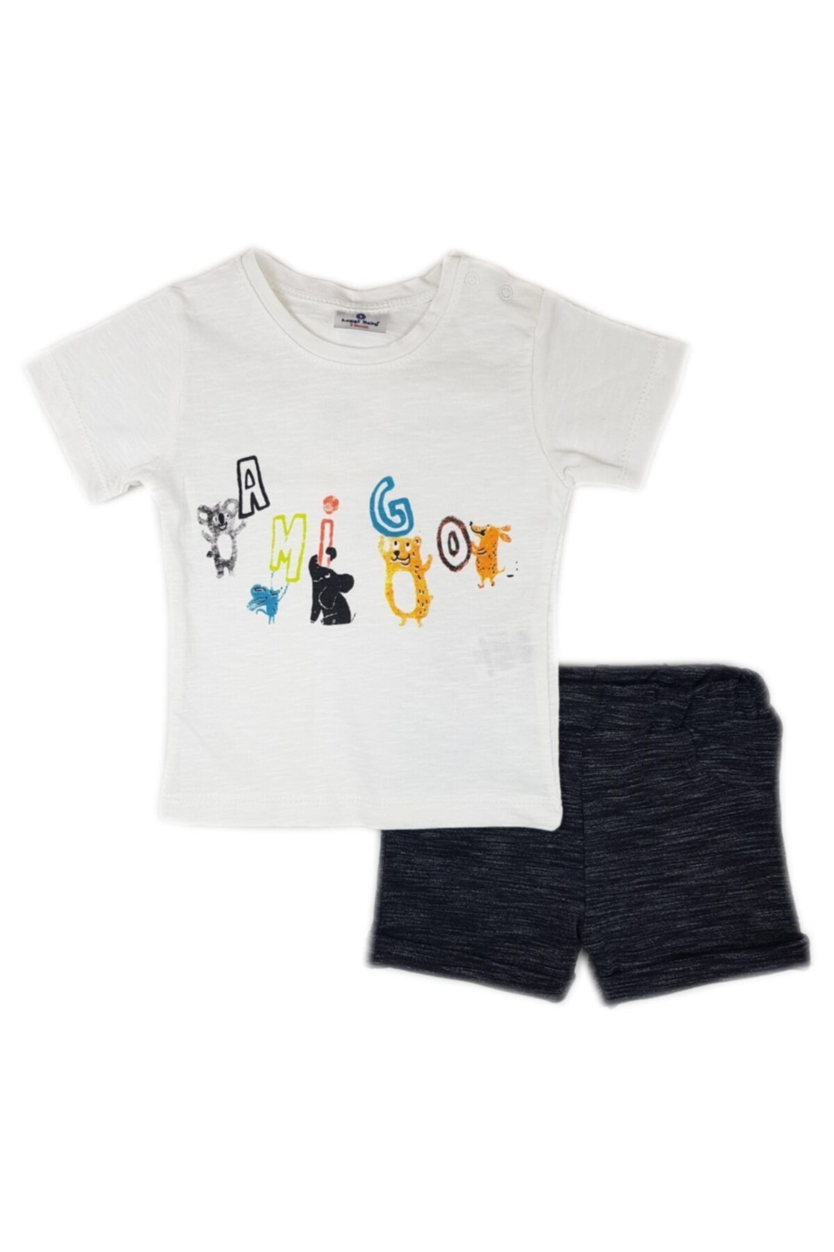 Luggi Baby Erkek 'amigo' Beyaz T-shirt & Lacivert Şort Takım Lgb-5120-1