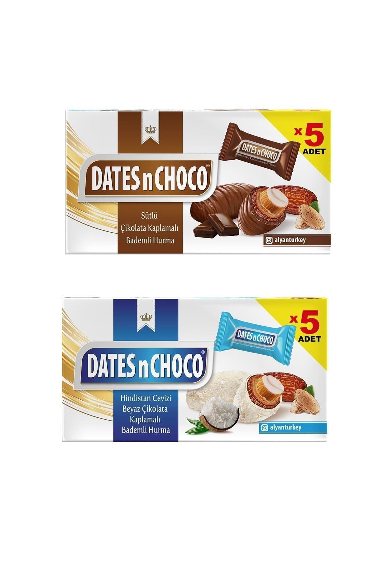 DATESnCHOCO Sütlü Çikolata Kaplı Hurma + Hindistan Cevizi Ve Beyaz Çikolata Kaplı Hurma