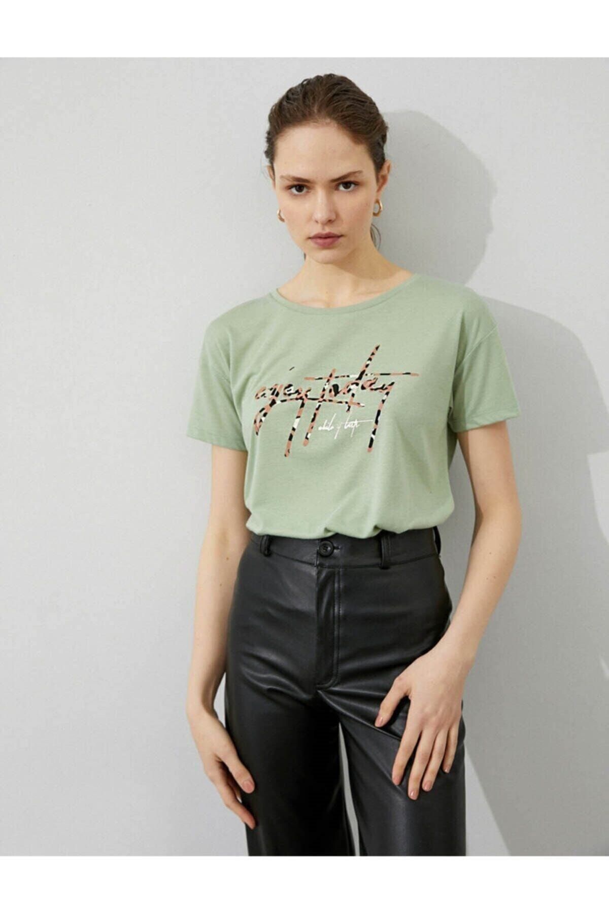 Koton Kadın T-shirt Nane Yeşili 1yak13518ok