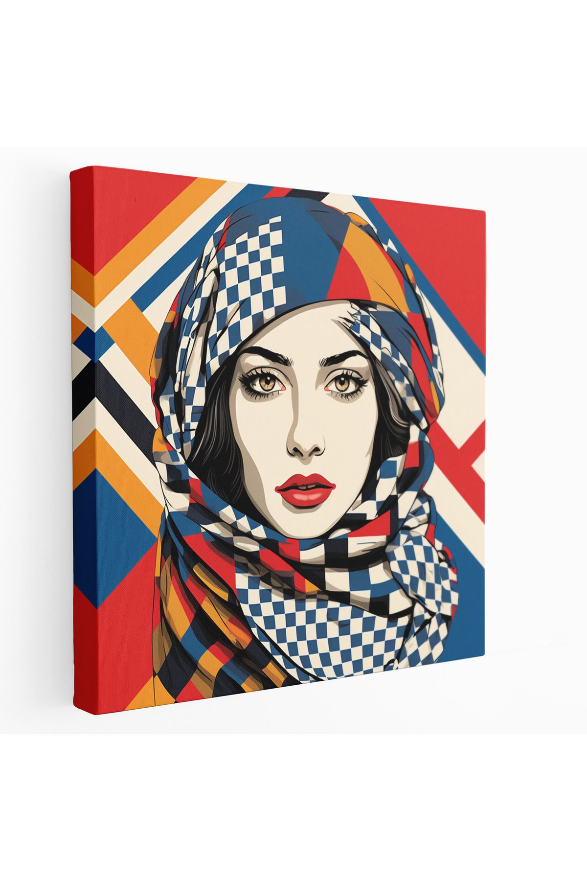 PaintedAnarchy Modern Keffiyeh Pop Art Tuval Baskı Pop Art Style, Filistin Keffiyeh