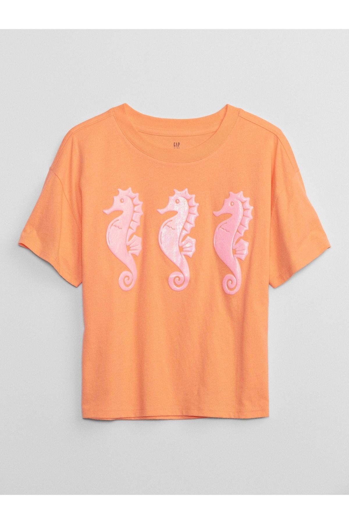 GAP Kız Çocuk Turuncu Grafikli T-shirt