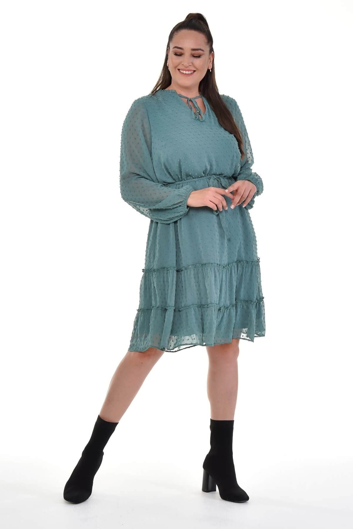Myline Bağcıklı Eteği Fırfırlı Elbise