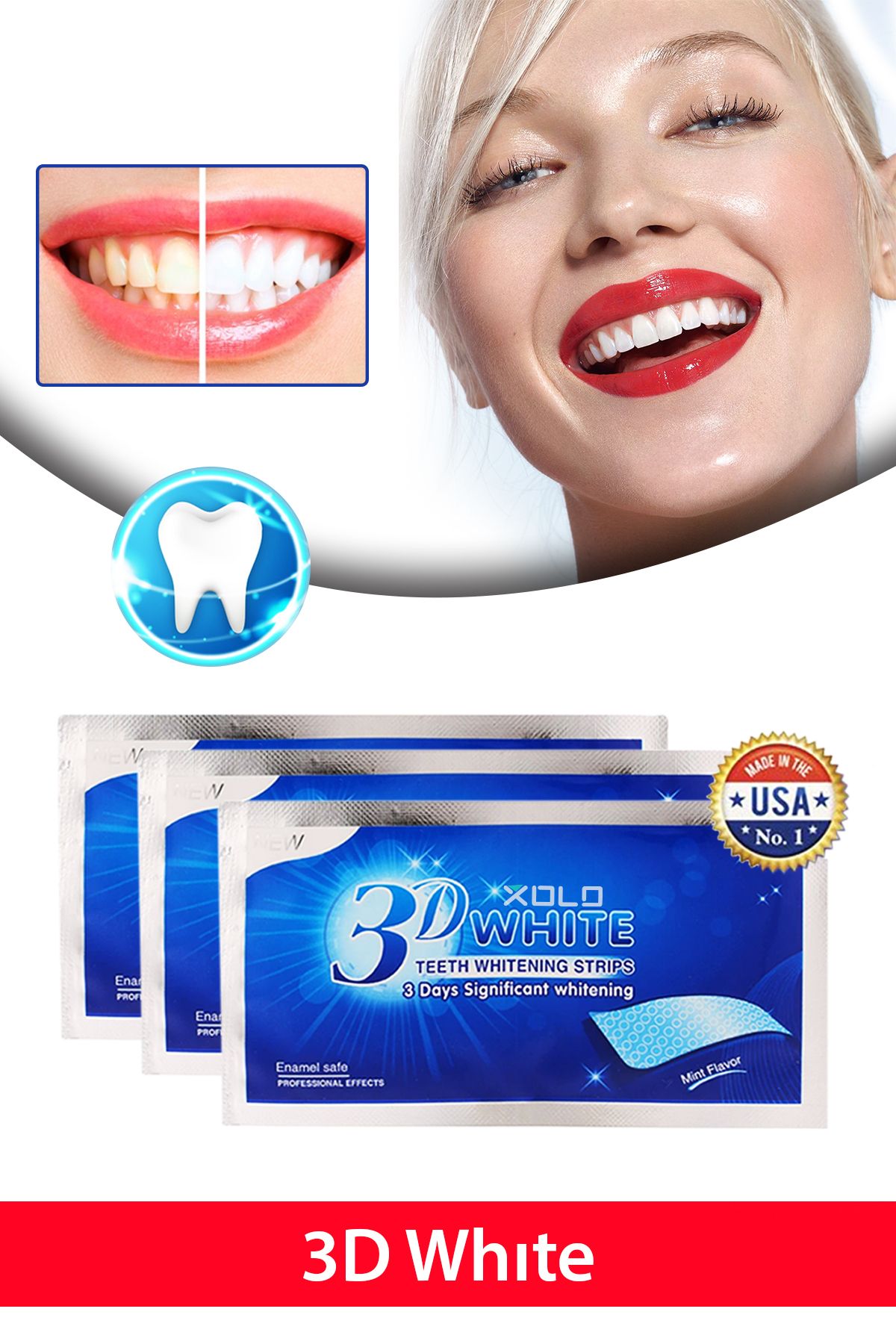 Xolo 3 Adet Diş Beyazlatma Bandı 3D White Professional Effects Diş Beyazlatma Bantları 8133458903553