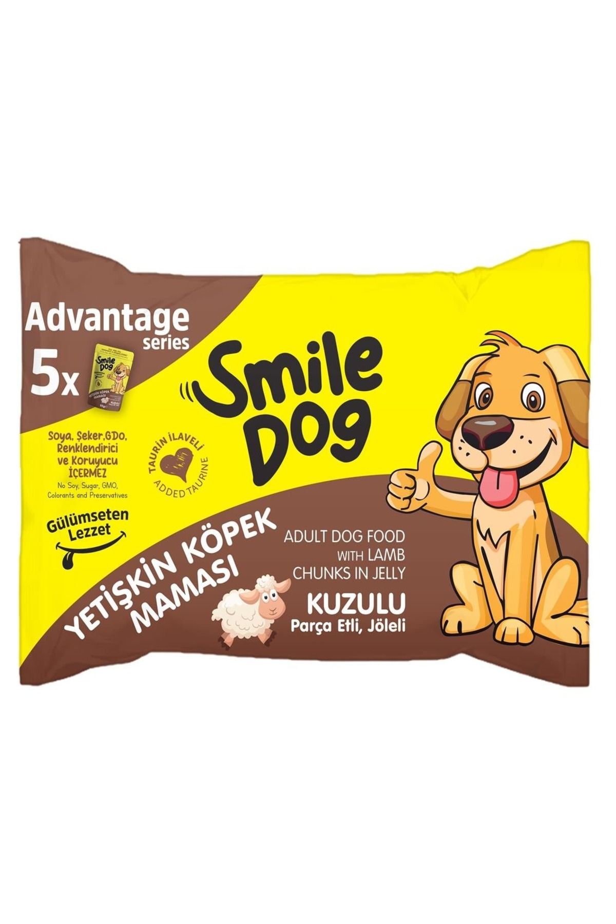 Pelagos Smile Dog Flowpack Parça Kuzu Etli Yetişkin Köpek Maması 5x85Gr