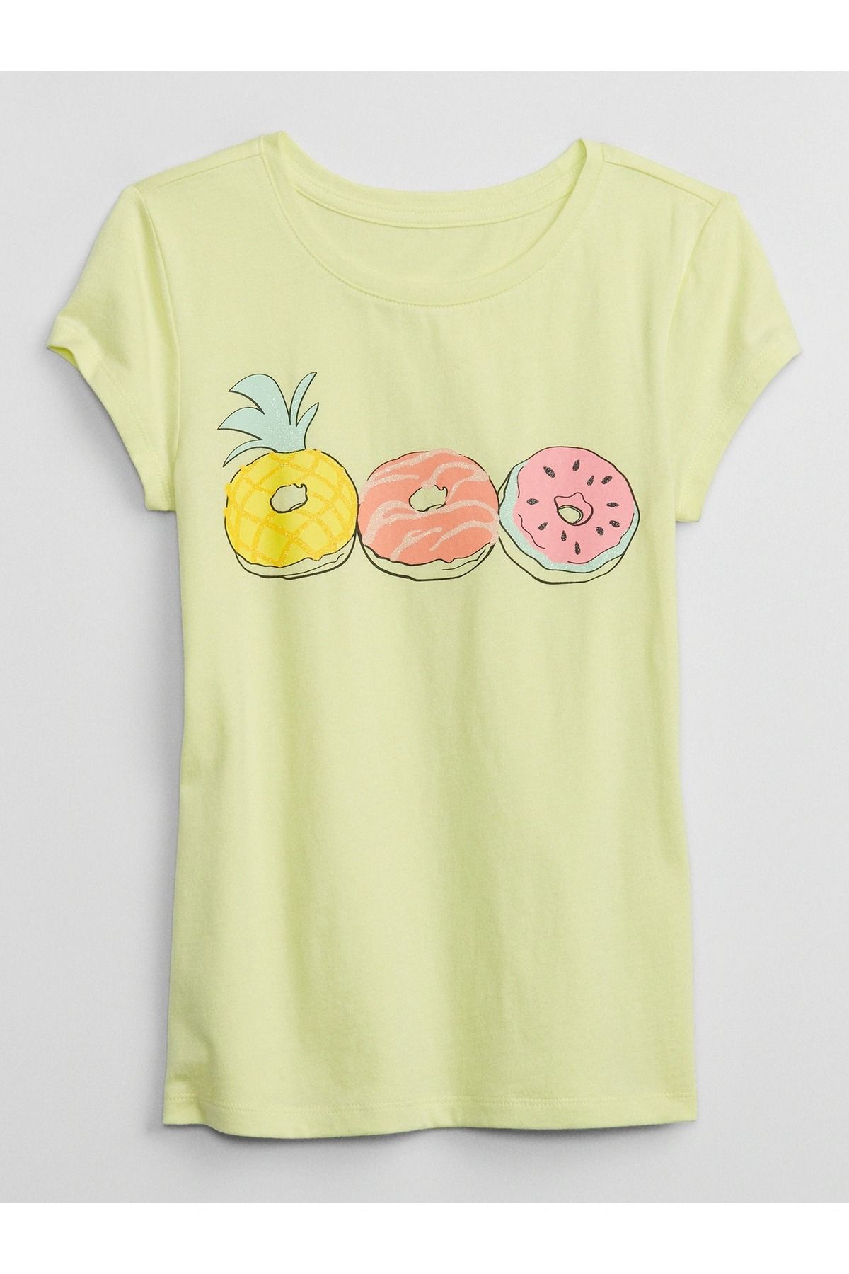 GAP Kız Çocuk Sarı Grafikli Kısa Kollu T-shirt