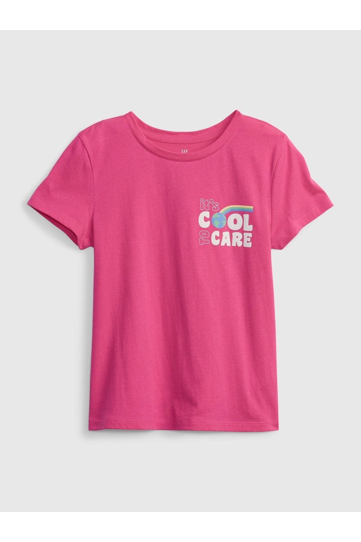GAP Kız Çocuk Pembe %100 Organik Pamuk Grafikli T-shirt