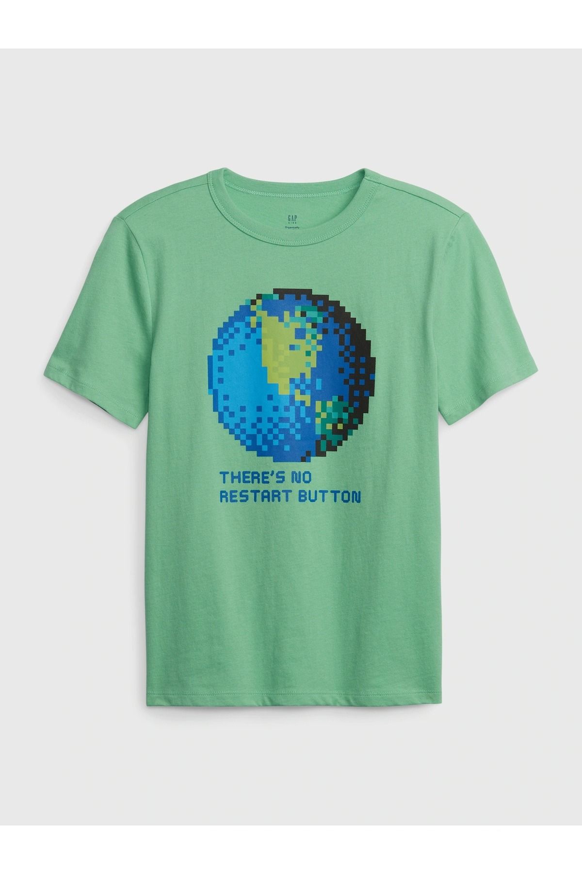 GAP Erkek Çocuk Yeşil %100 Organik Pamuk Grafik Baskılı T-shirt
