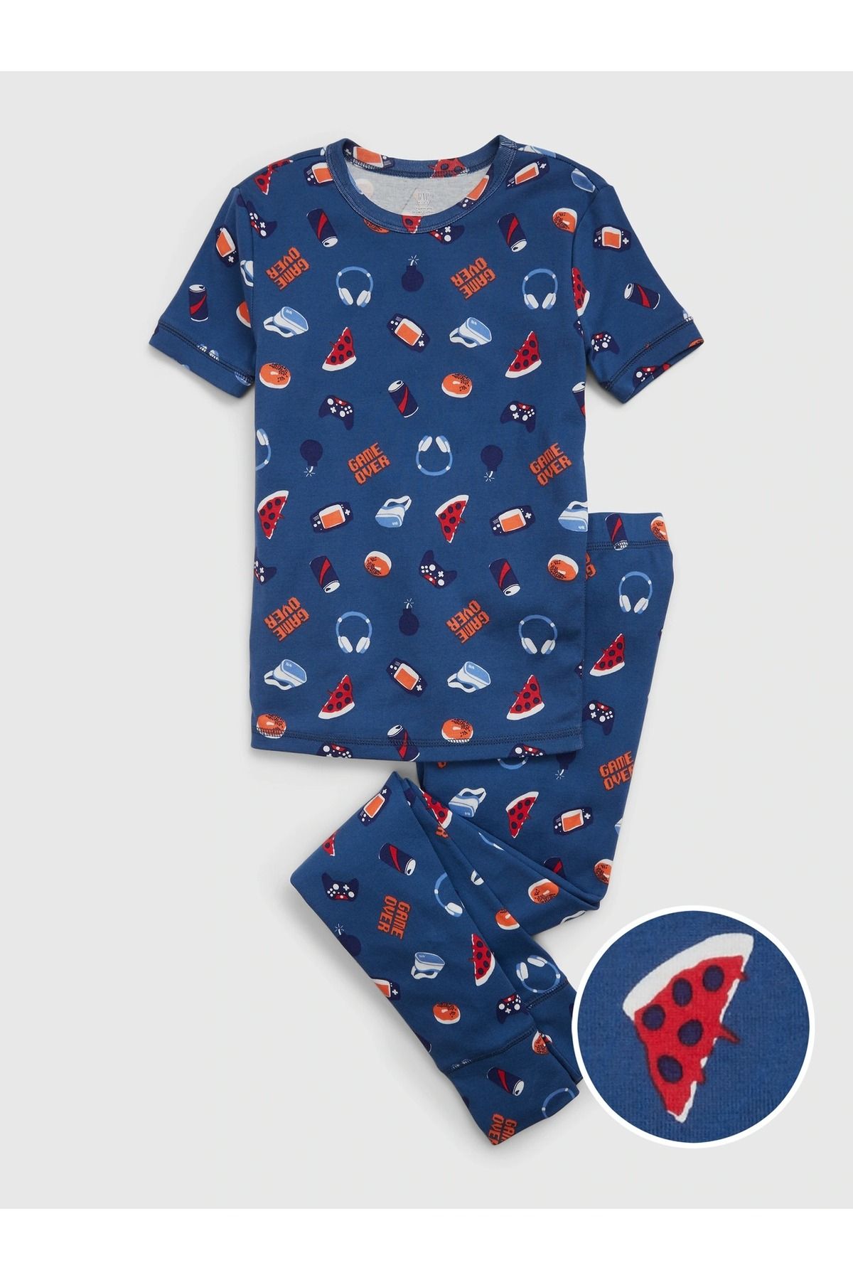 GAP Erkek Çocuk Lacivert %100 Organik Pamuk Köpekbalığı Pijama Takım
