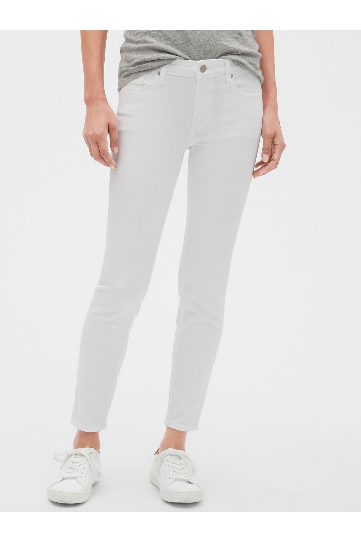 GAP Kadın Beyaz Mid Rise Legging Jean Pantolon
