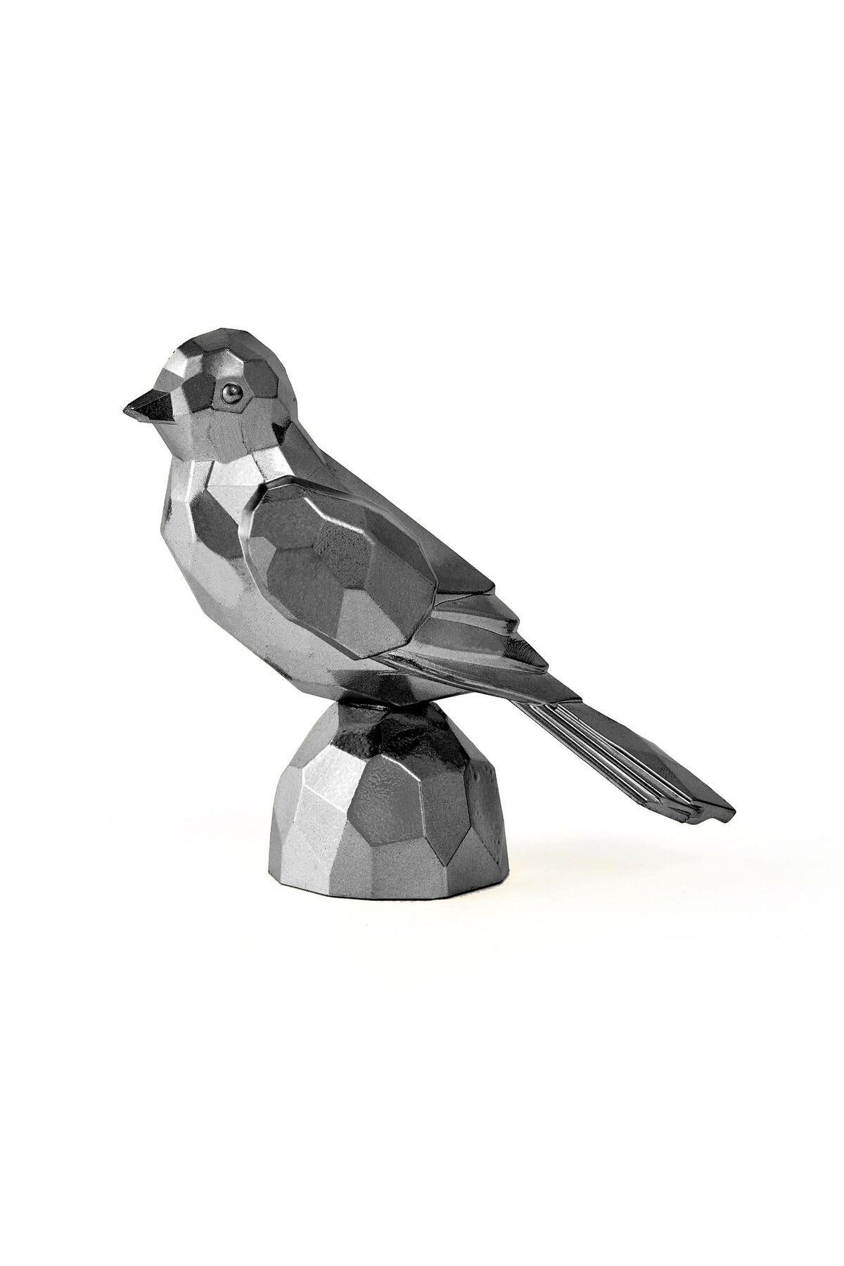 La Deco Akrilik Kuş Dekor - Füme - Antrasit - 10x8x16 cm