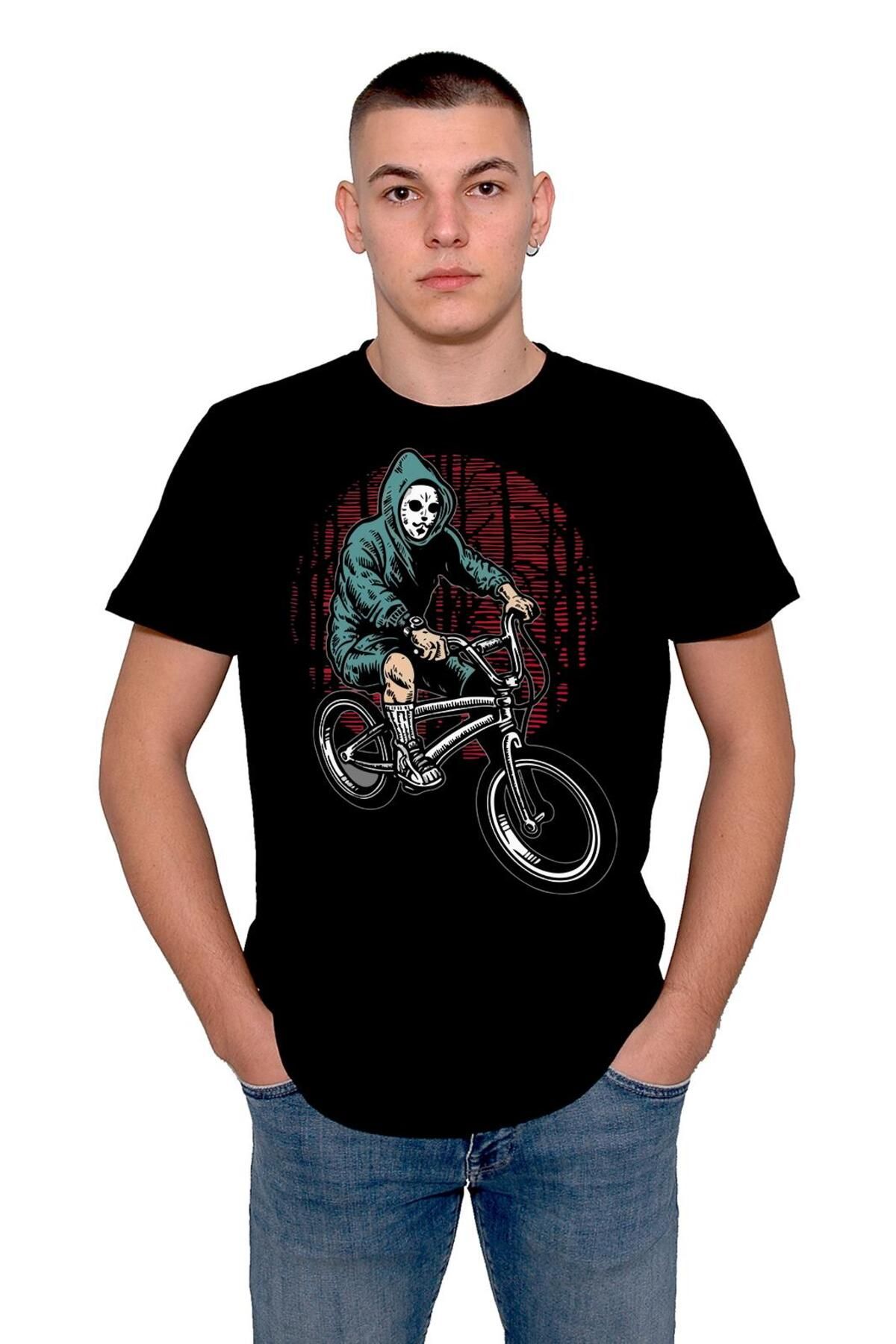BIGROON Bisiklet Bicycle Maske Mask Retro Tişört Unisex T-shirt