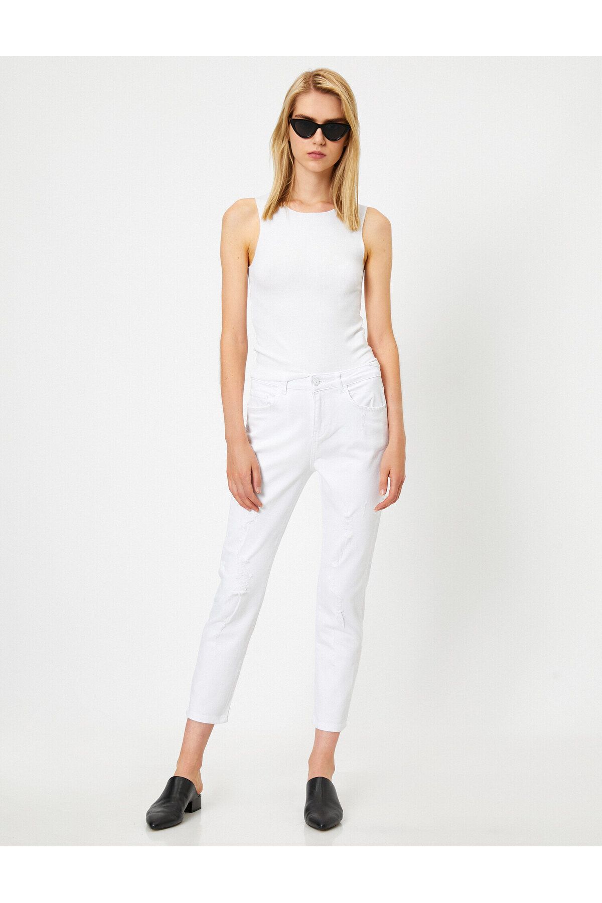 Koton Kadın Beyaz Jeans 0YAK47194MD