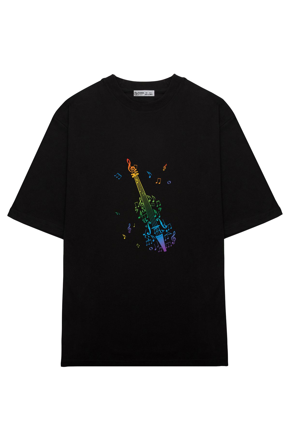 GreenMint Unisex Oversize Rainbow silhouette of violin with music