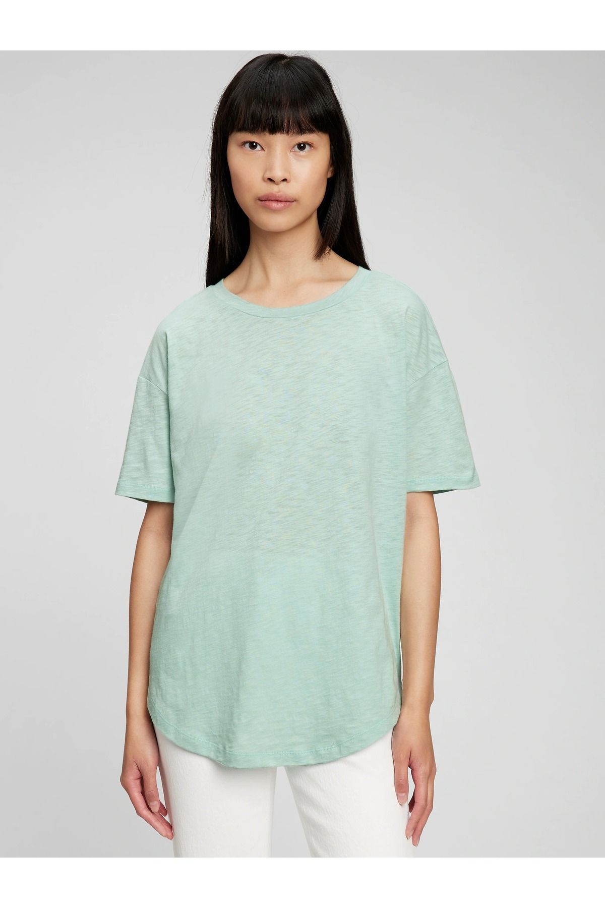 GAP Kadın Açık Mavi 100% Organik Pamuk T-shirt