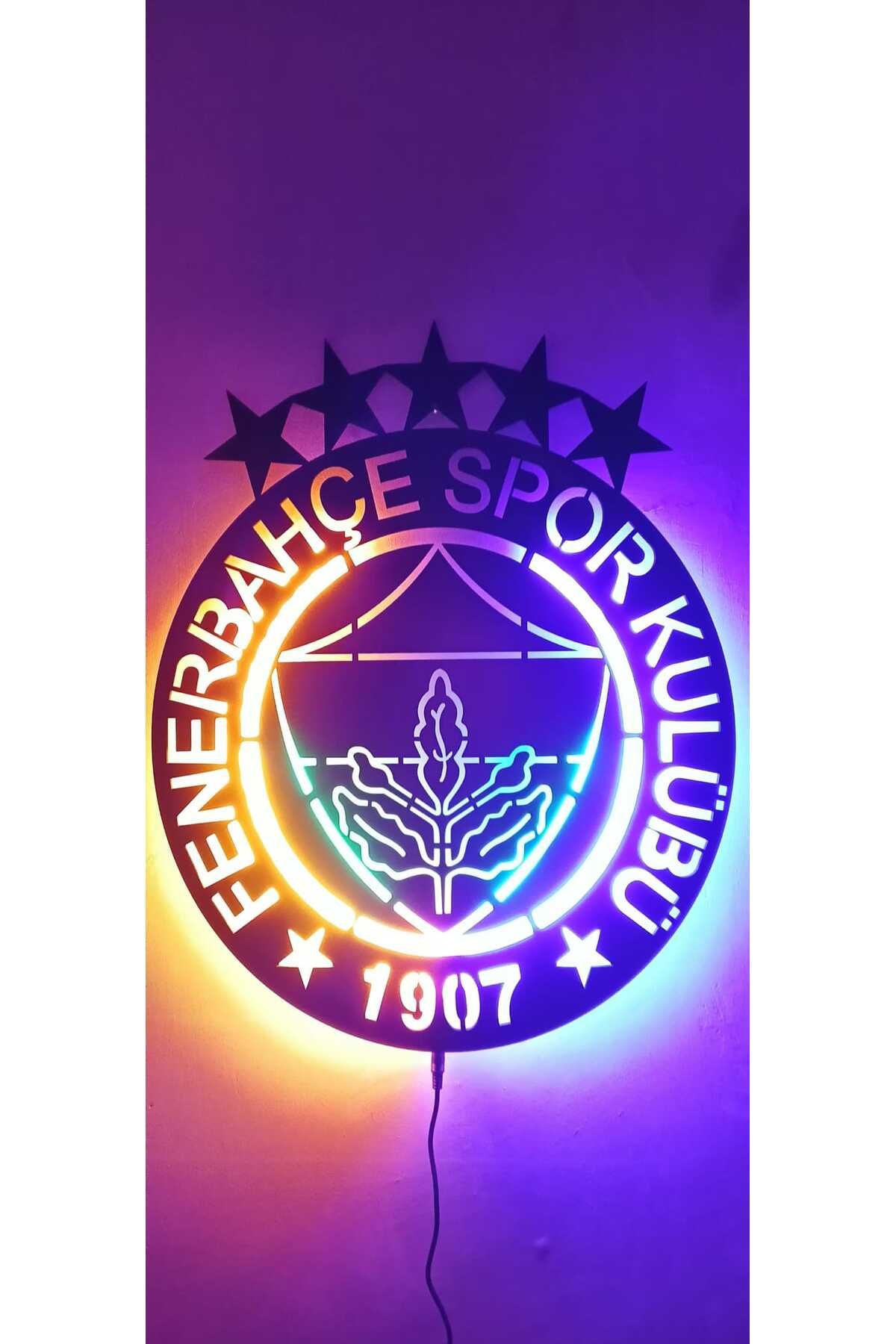 Deluxe wood Duvar Tablosu, Işıklı Fenerbahçe Logosu, 5 Yıldız Tablo