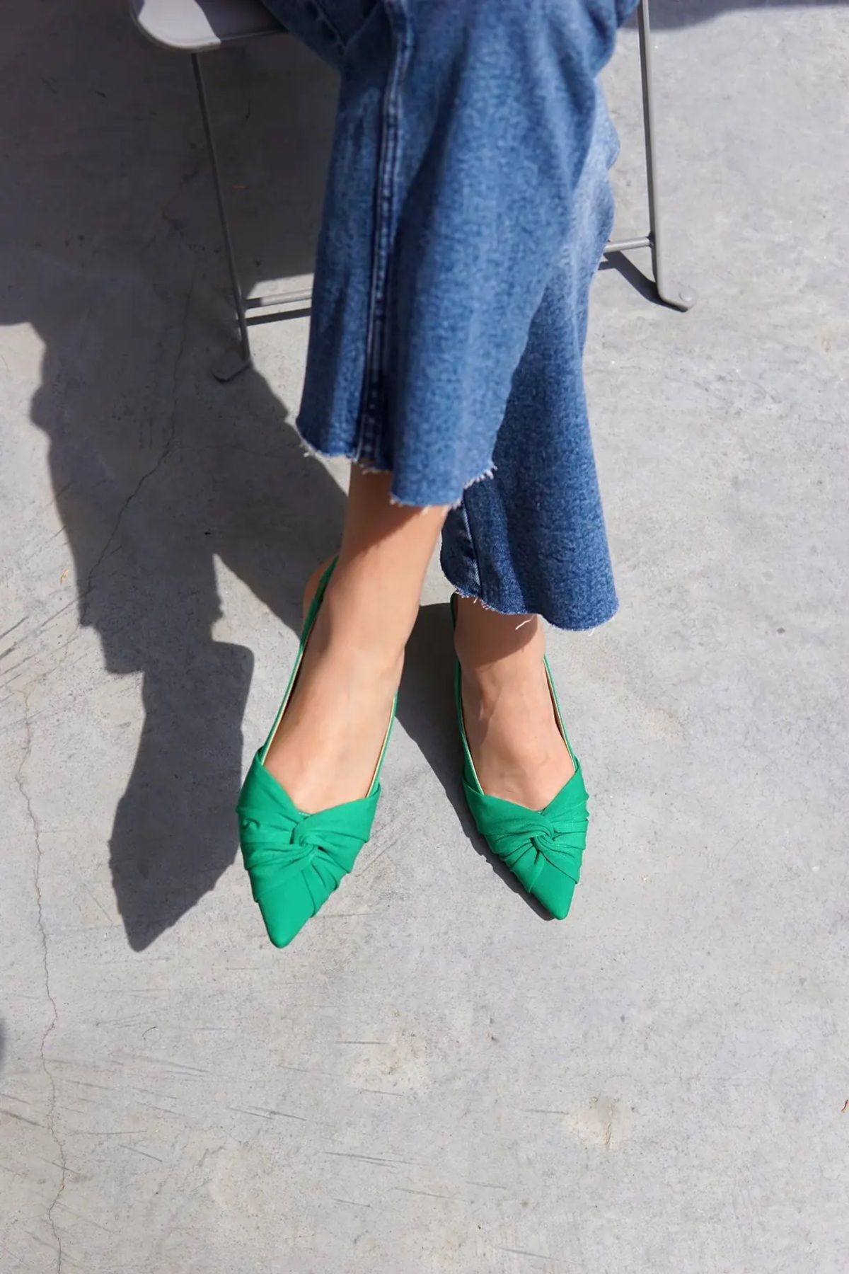 LAMİNTA Loop Yeşil Düğüm Detaylı Kadın Topuklu Ayakkabı