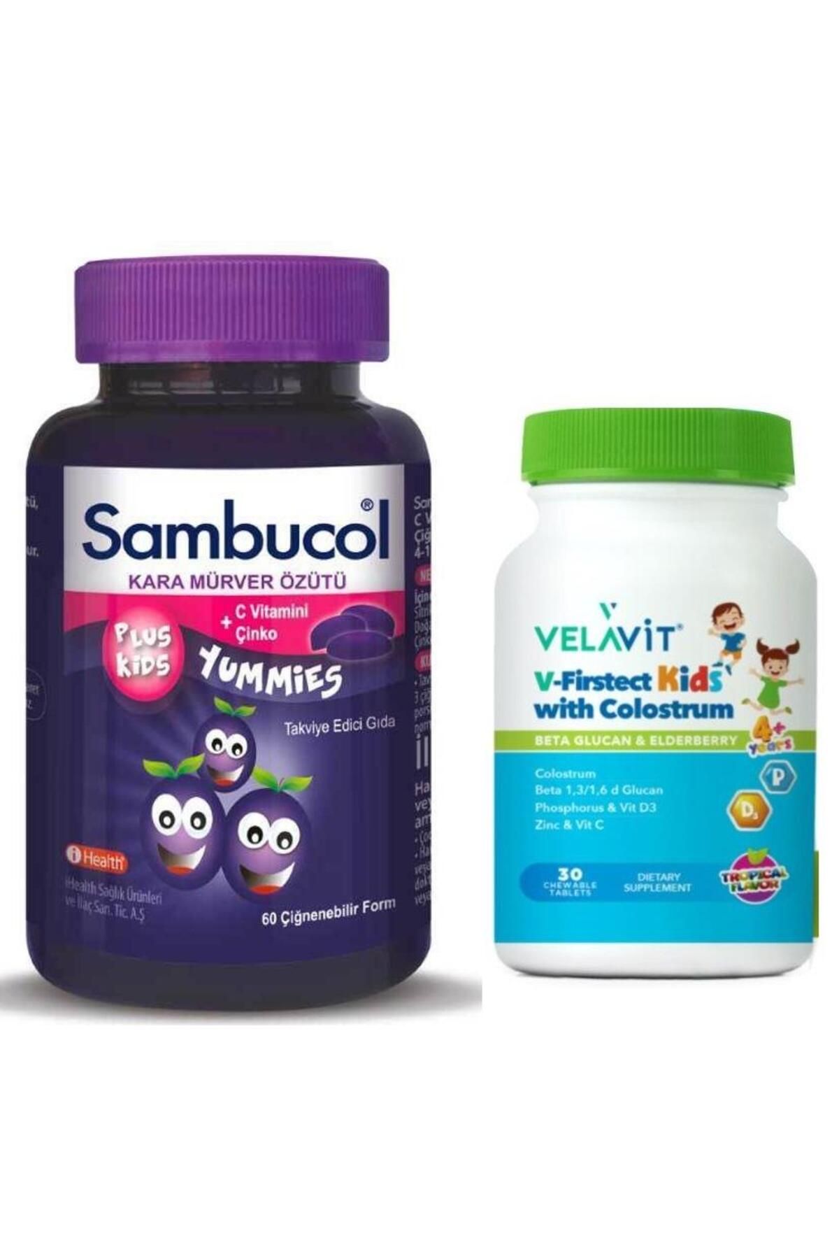 Sambucol Plus Kids Yummies 60 Çiğneme Tableti Velavit V-firstect Kids With Colostrum 30 Tablet