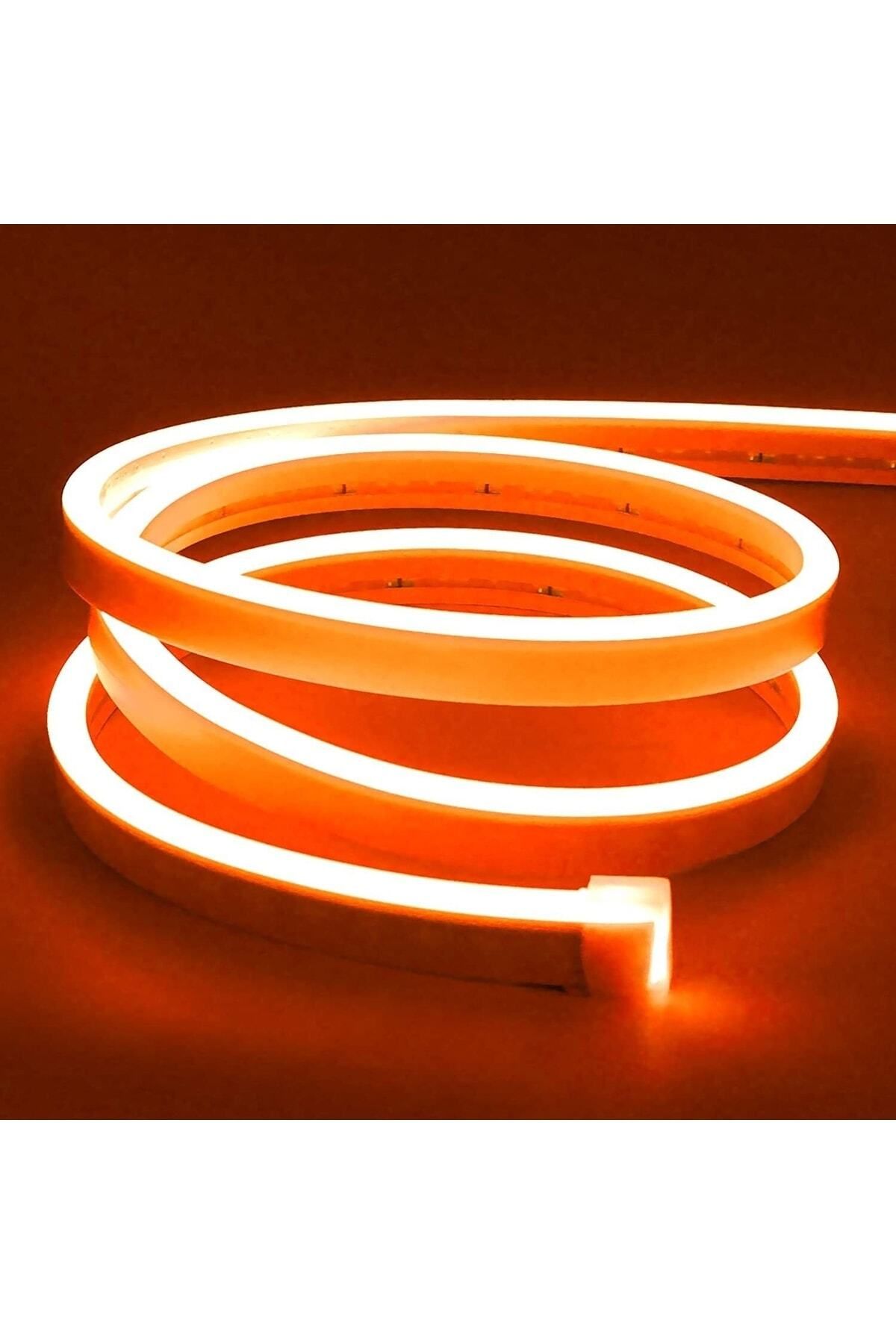 Ema Dükkan 12 Volt 3 Metre Turuncu Neon Led Işık Prize Takılmaya Hazır Değil Neon Şerit Led Esnek Silikonlu