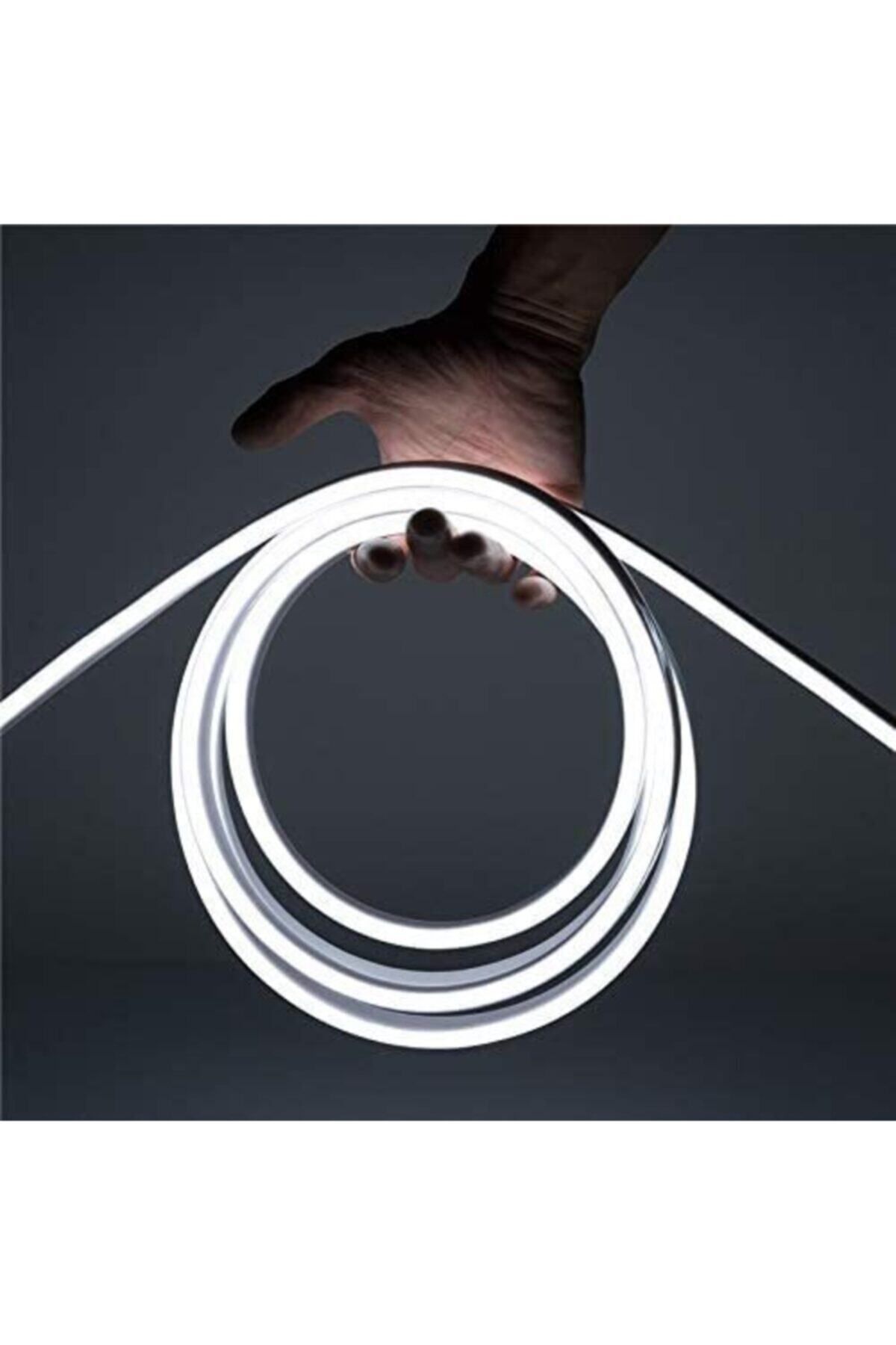 Ema Dükkan 12 Volt 3 Metre Beyaz Neon Led Işık Prize Takılmaya Hazır Değil Neon Şerit Led Esnek Silikonlu