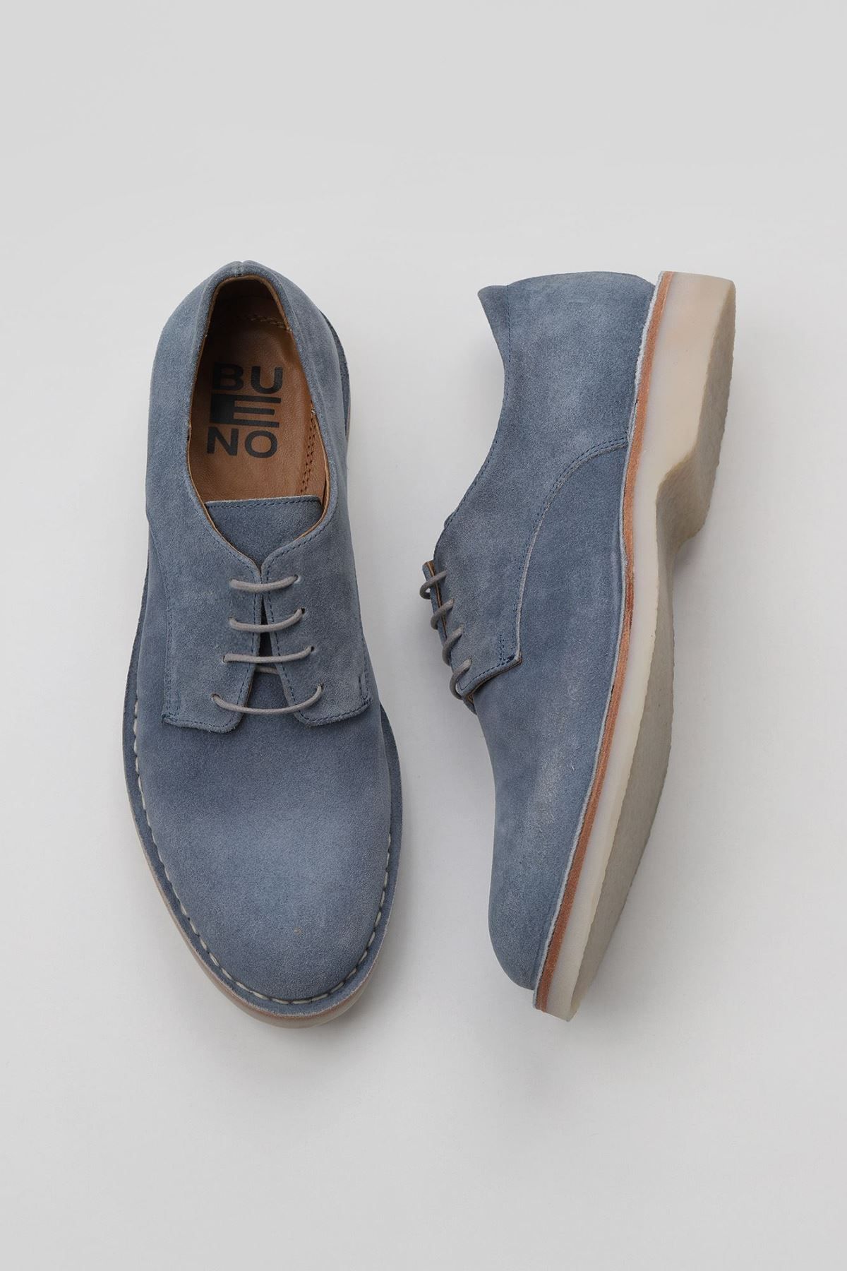Bueno Shoes Gri Mavi Süet Erkek Klasik Ayakkabı