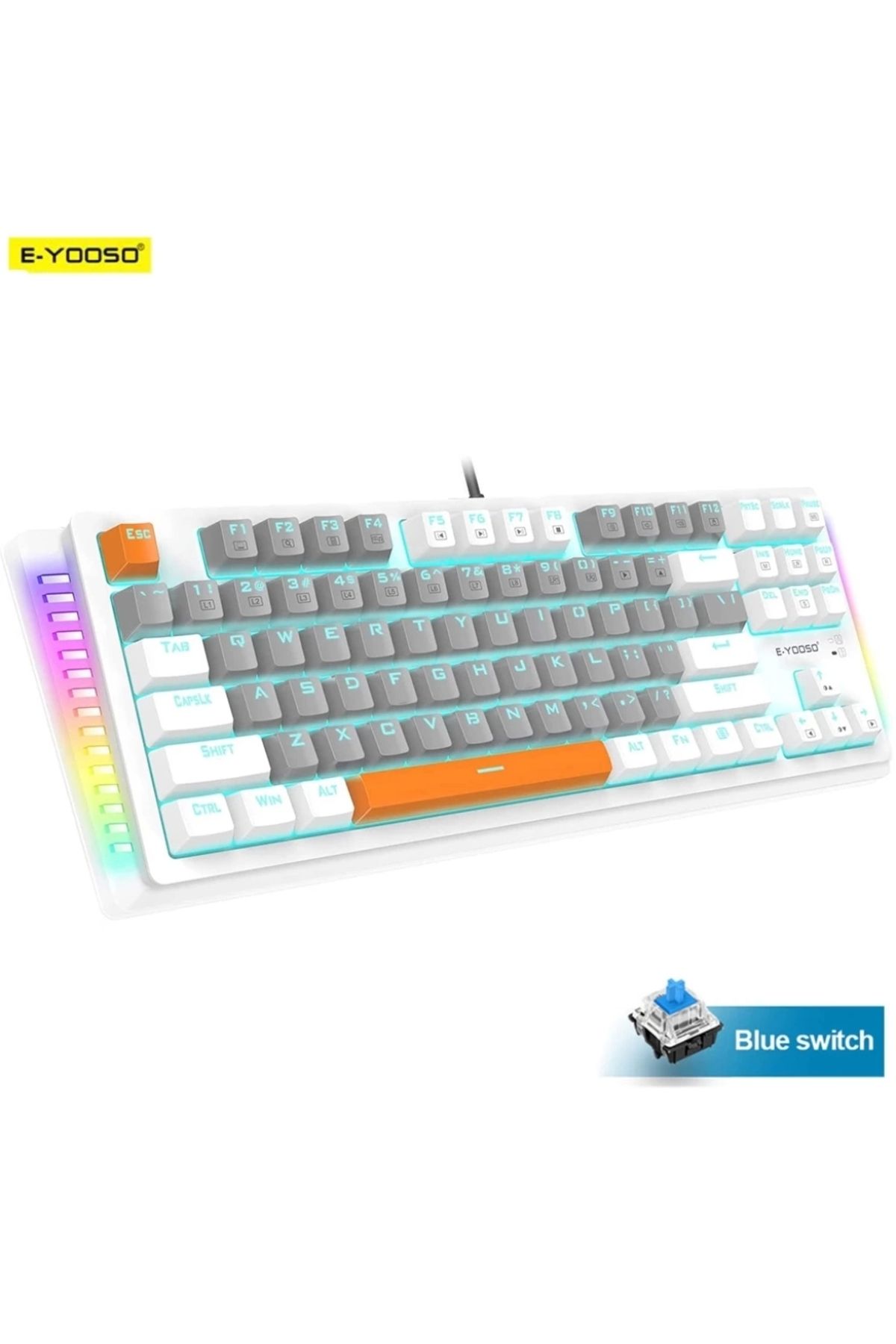 e-yooso K620 Mekanik Klavye Blue Switch Siyah Ve Beyaz Klavye Seçeneği