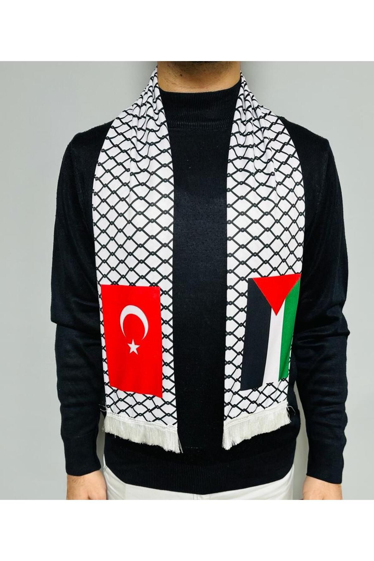 Asyabayrak Türk ve Filistin Bayraklı Atkı