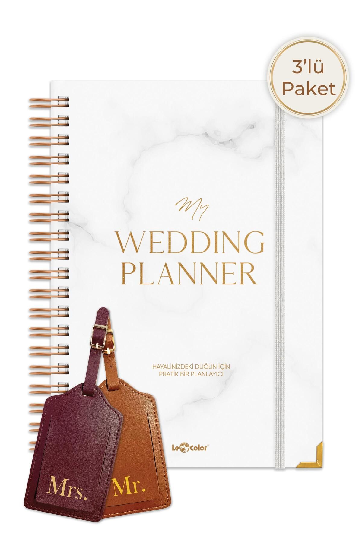Le Color Düğün Planlayıcı Spiralli Wedding Planner & 2'li Valiz Etiketi