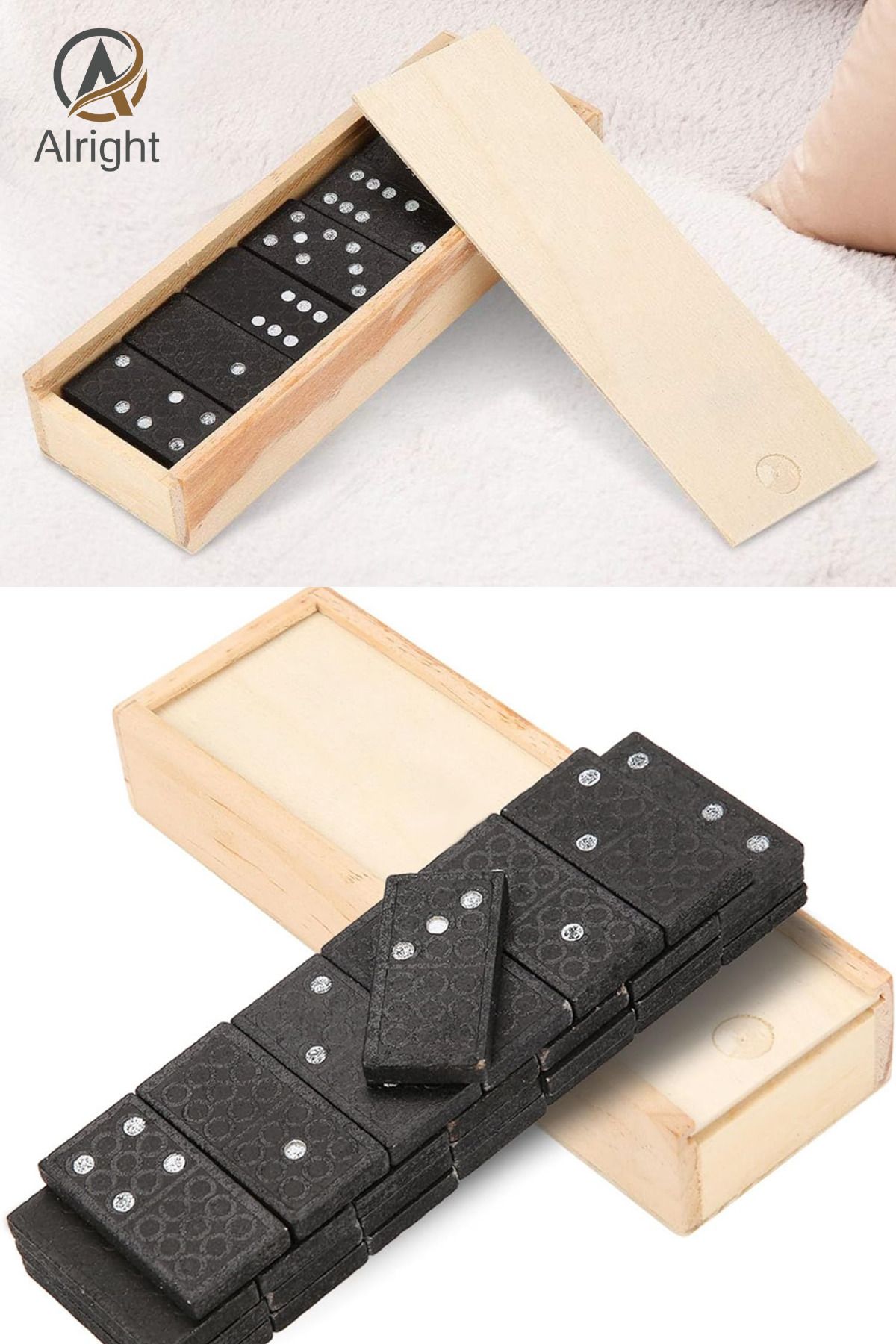 Xolo Taşınabilir Ahşap Kutuda Sert Plastik Taşlı Domino Seti Oyun Zeka Gelişim Seti