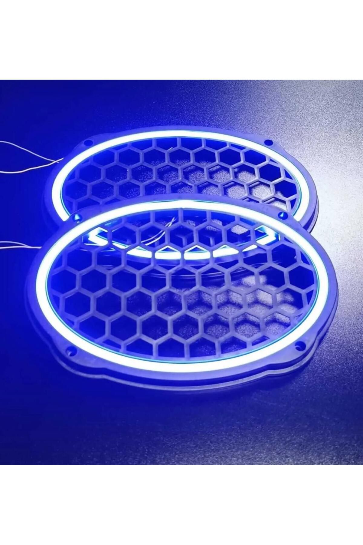Manessa Oval 6x9 Hoparlör Kapağı Plastik Neon MaviI ışıklı Vidalanabilir