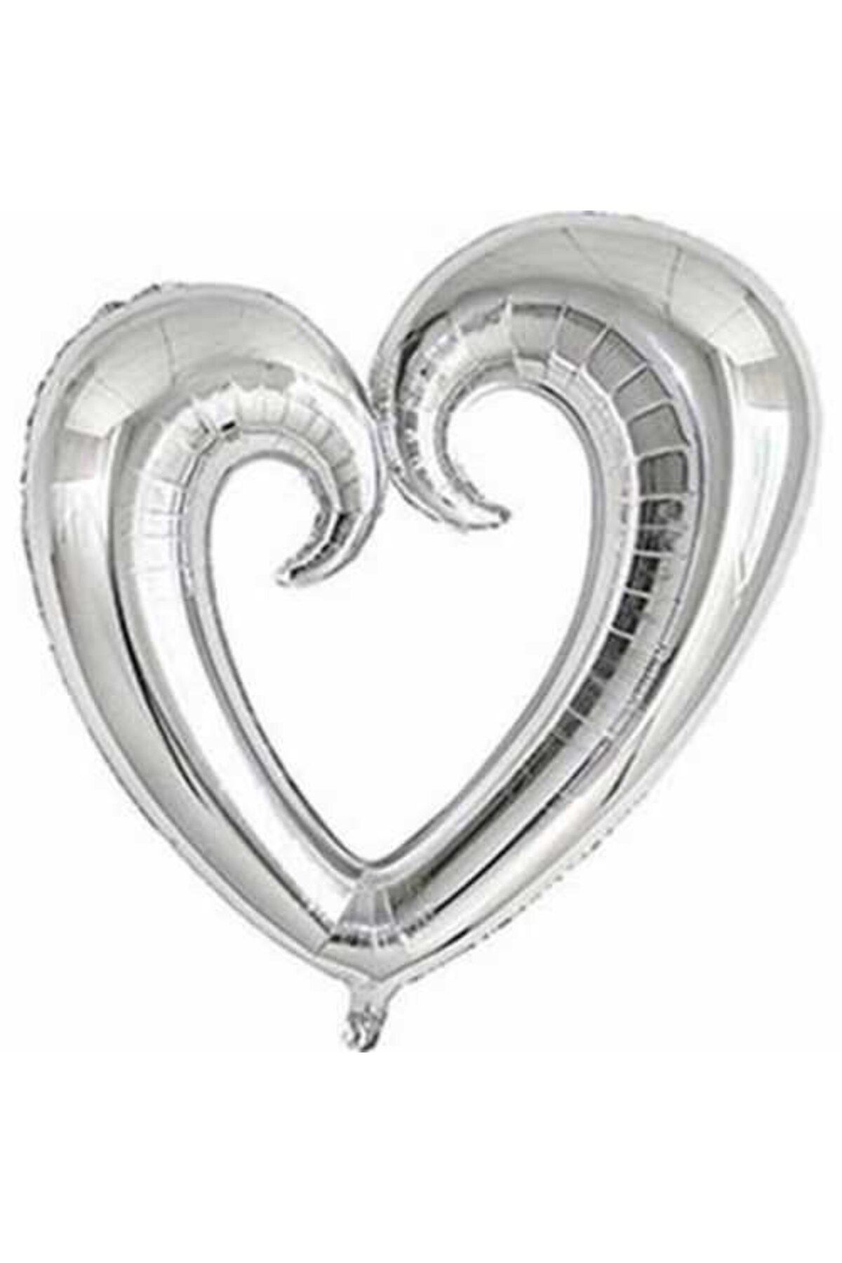 Partioutlet Kalp Balon Folyo İçi Boş Gümüş Renk