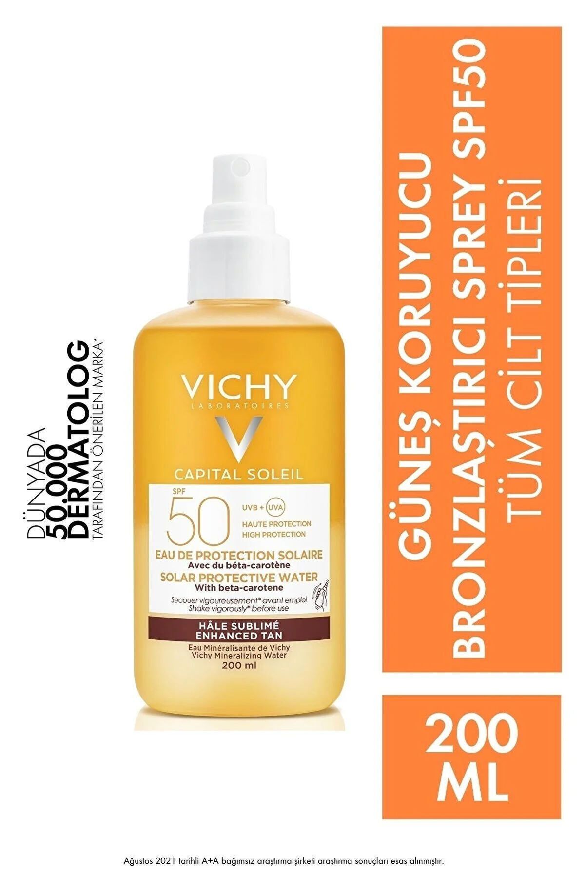 Vichy Capital Soleil SPF 50+ GüneşKoruyucu Sprey 200 ml Su Formunda Hafif Yüz Ve Vücut İçin GüneşKoruyucu
