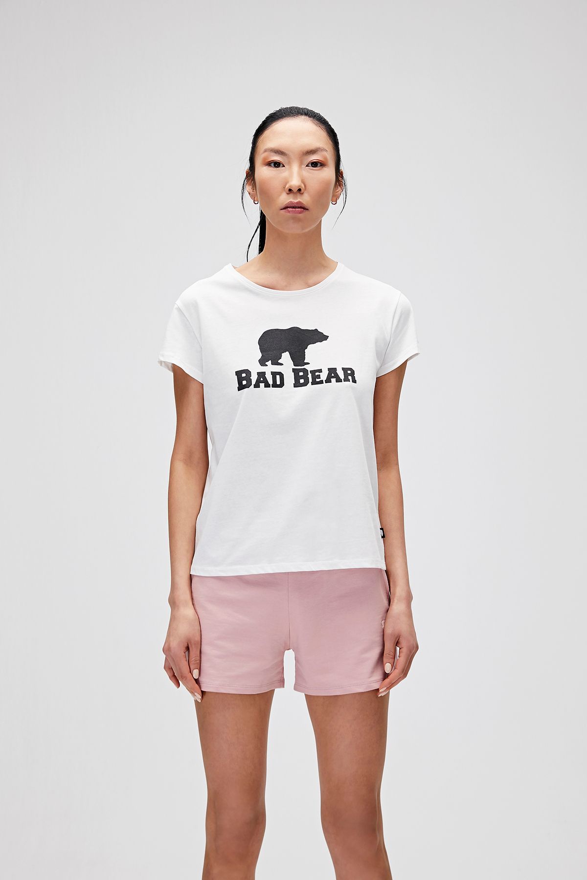 Bad Bear Logo Tee T-shirt Off-white Beyaz Baskılı Kadın Tişört