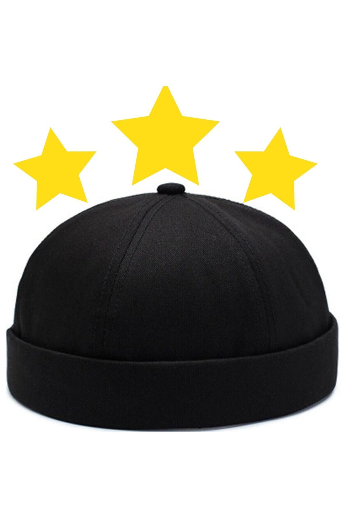 Rupen Kraft Unisex %100 Pamuk Cap Ayarlanabilir Docker Şapka Yazlık Takke Şapka Retro Şapka Siyah Takke Şapka