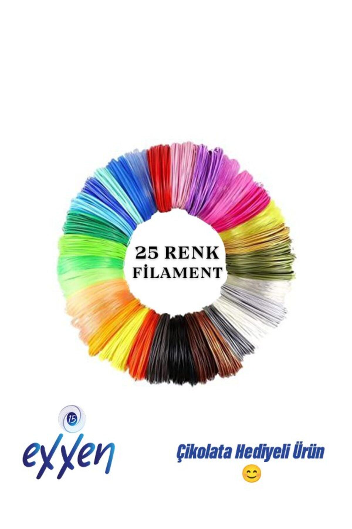 Microzey Korob 3D Kalem Yazıcı Için 25 Renk 50 Metre (25 X 2 Metre) Pla Filament