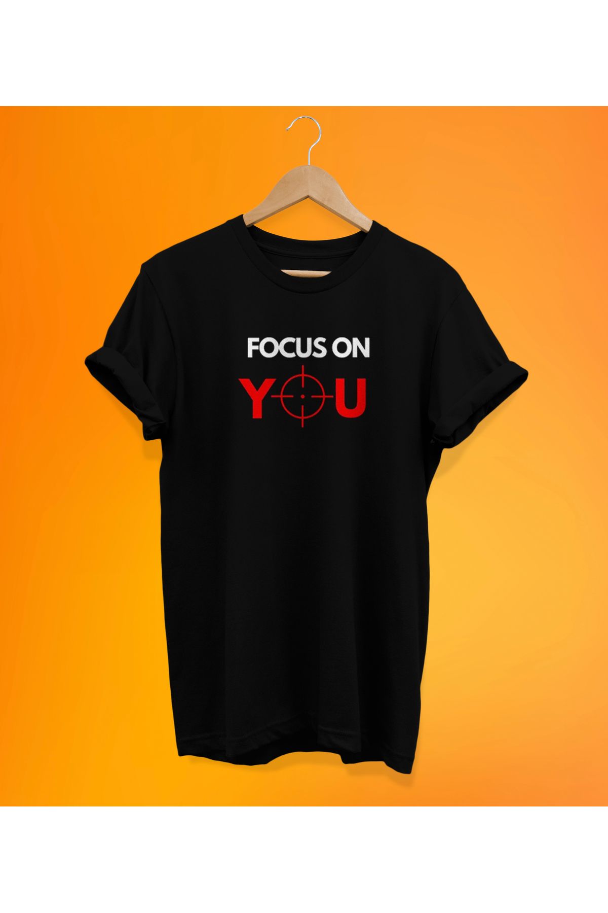 remonz Focus On You Baskılı Siyah, %100 Pamuk Basic (Normal Beden) T-Shirt