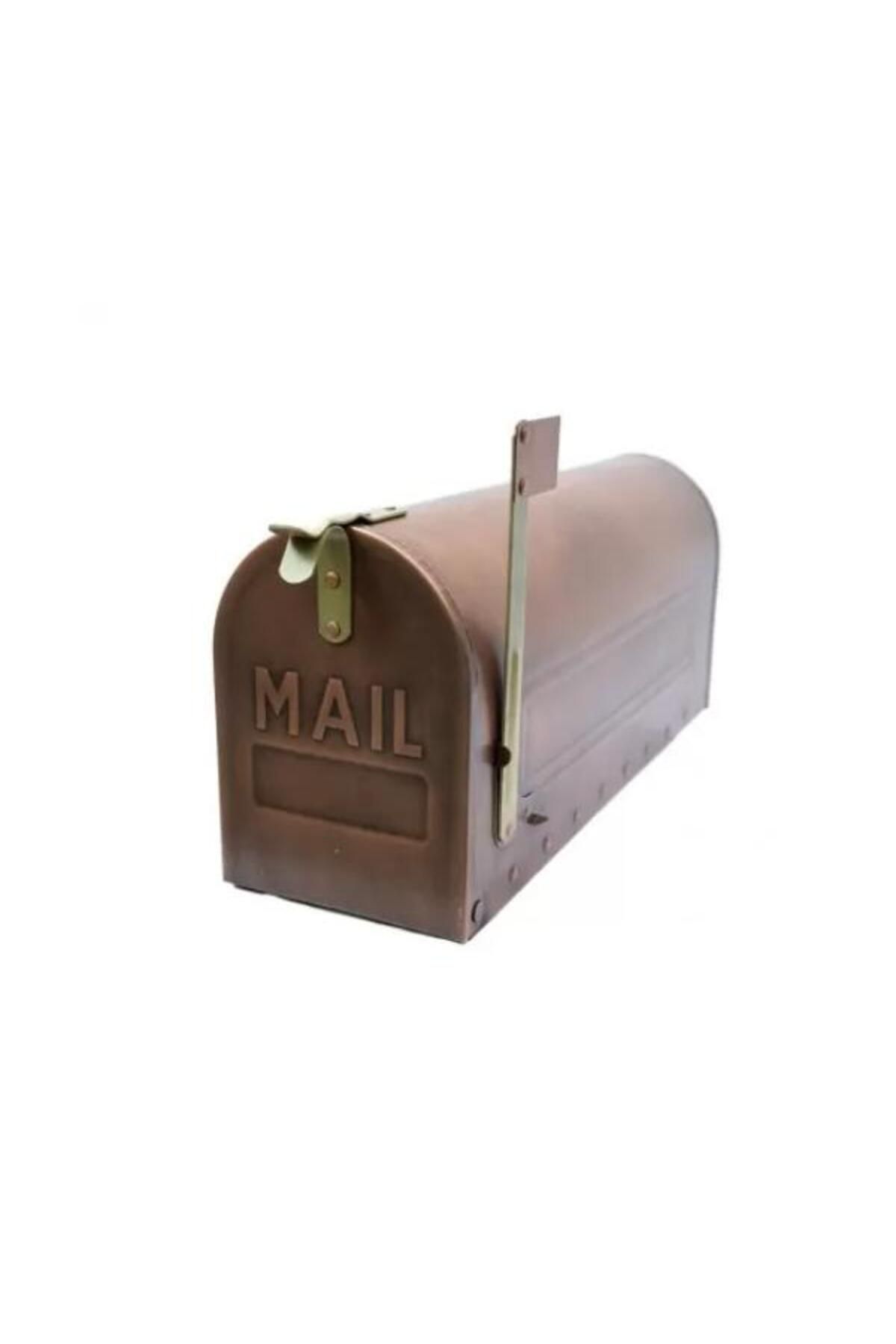 Greenmall Dekoratif Bakır Kaplama Boyalı Bayraklı Posta Kutu