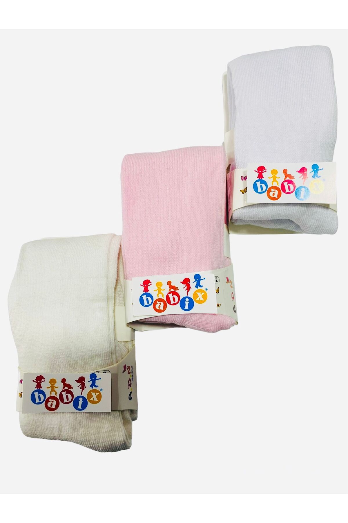 babixkids Kız Bebek Asortik Renk Pamuk 3'lü Külotlu Çorap
