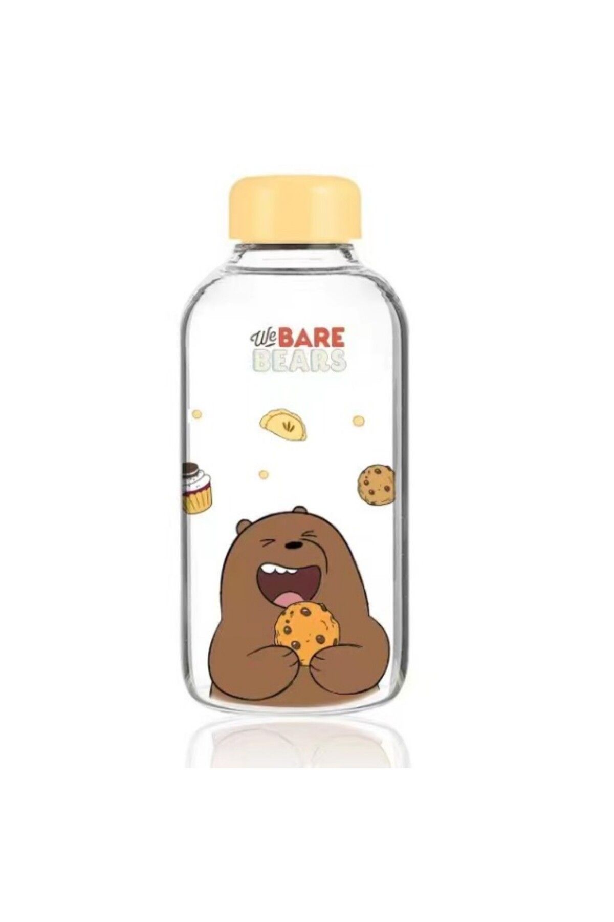 Miniso We Bare Bears Lisanslı Borosilikat Cam Şişe (600ml) - Boz Ayı