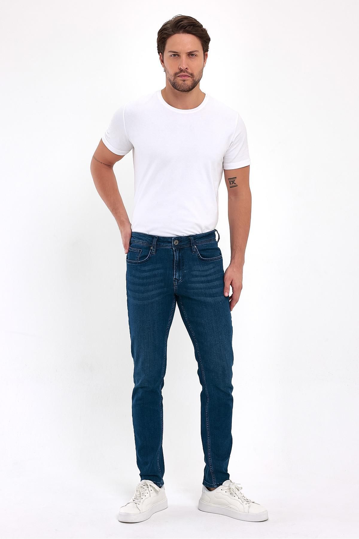 EXPLODE - Erkek Mavi Slim Fit Likralı Kot Pantolon