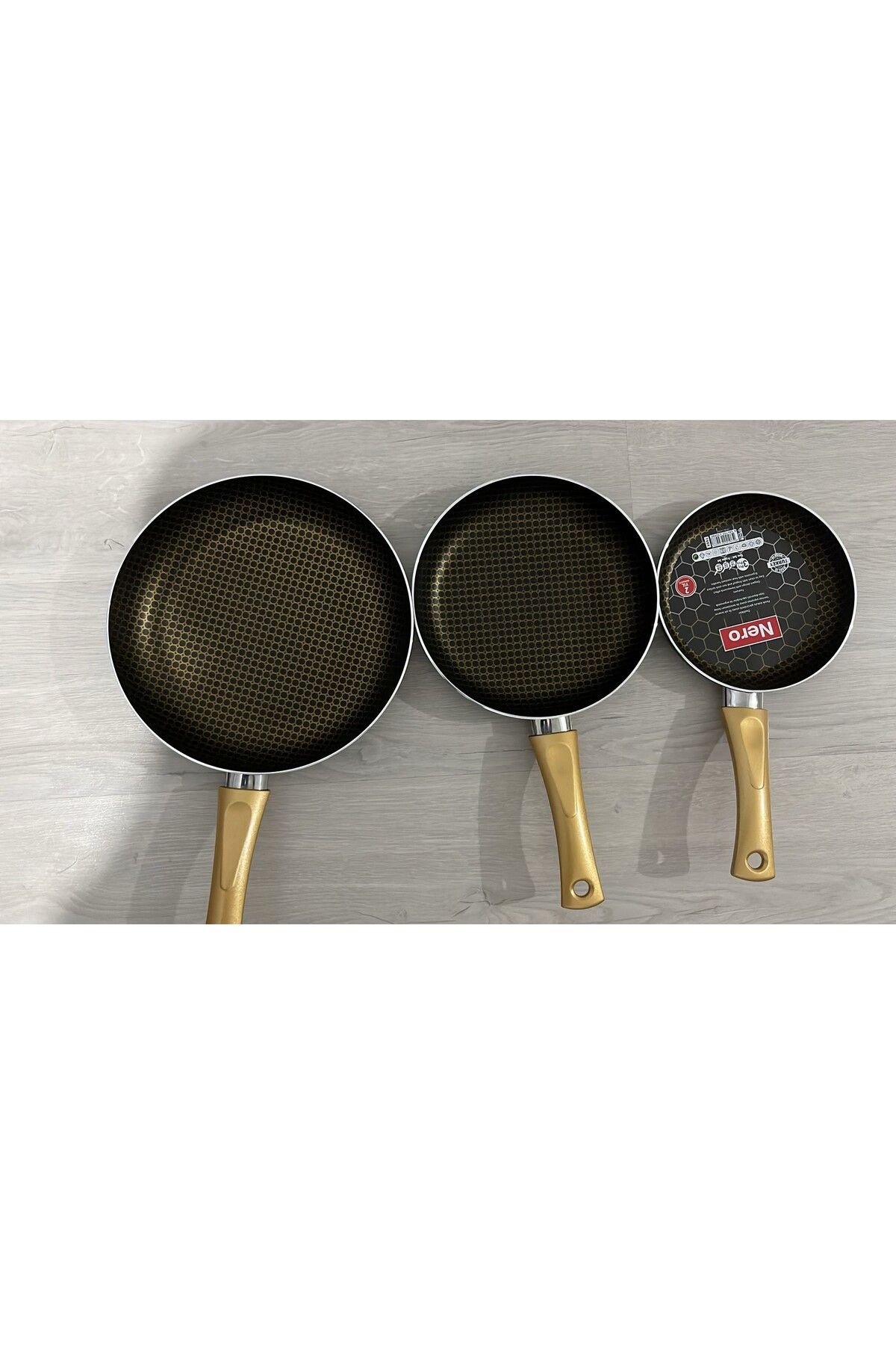 Nero 18-22-26 cm 3'lü Sarı Tava Set