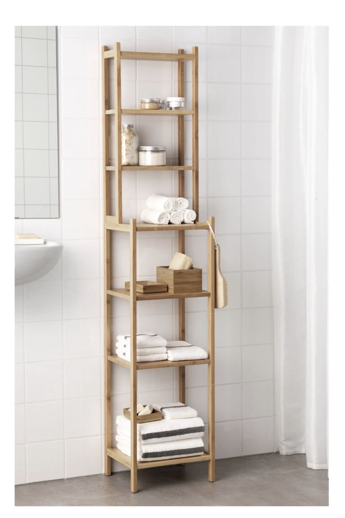 IKEA Ragrund Banyo Rafı Dayanıklı Bambu, 33x28x163 Cm Dolap