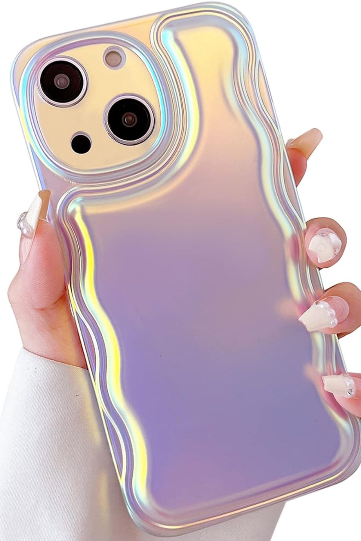 KVK PRİVACY Iphone 15 Plus Kılıf Hologram Kıvrımlı Renk Geçişli Mat Darbelere Karşı Dayanıklı Yumuşak Kapak