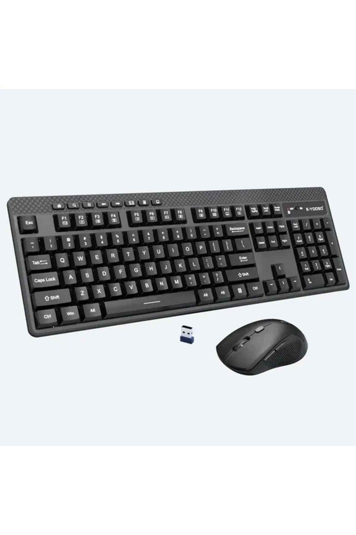 e-yooso Kablosuz Klavye Mouse Set E777 Ingilizce Keyboard