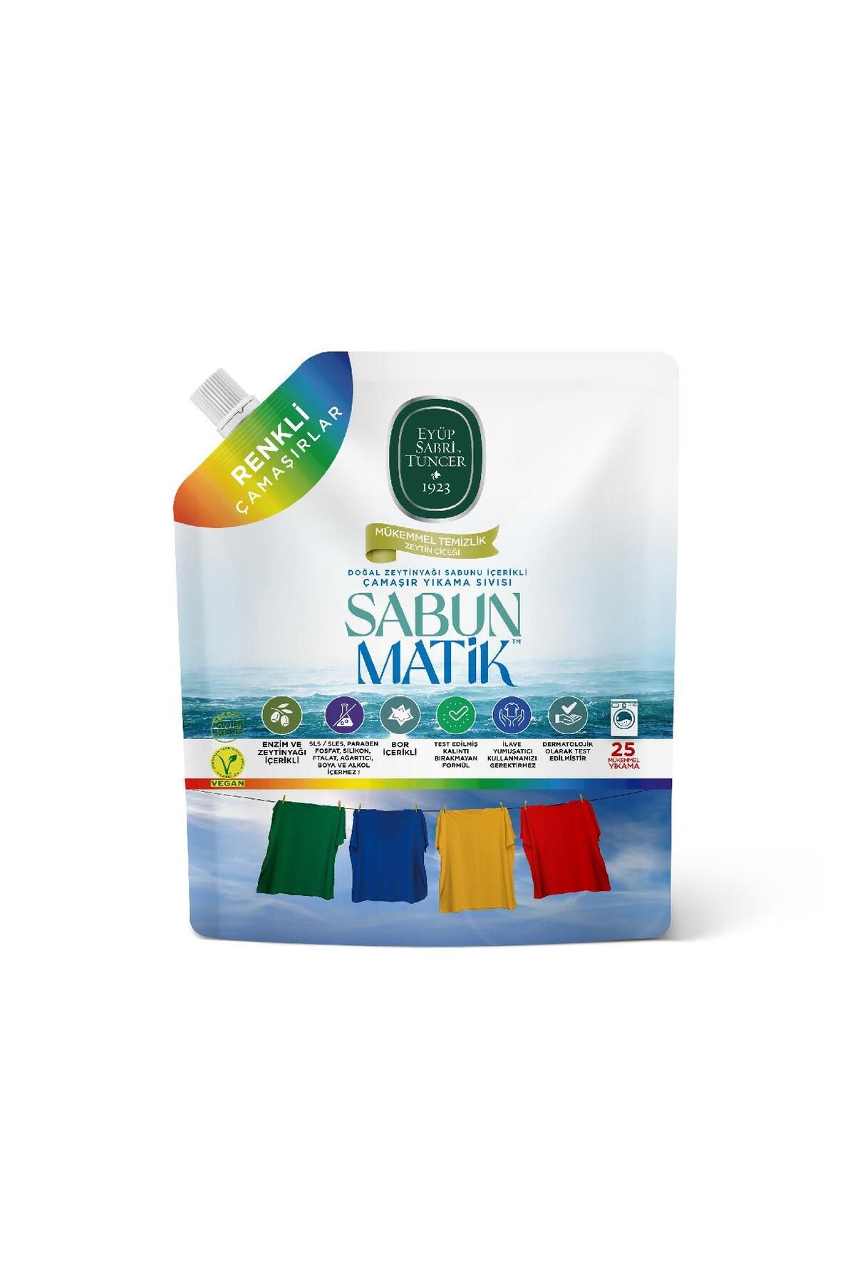 Eyüp Sabri Tuncer Doğal Zeytinyağı İçerikli Çamaşır Yıkama Sıvısı Renkliler 1,5 lt