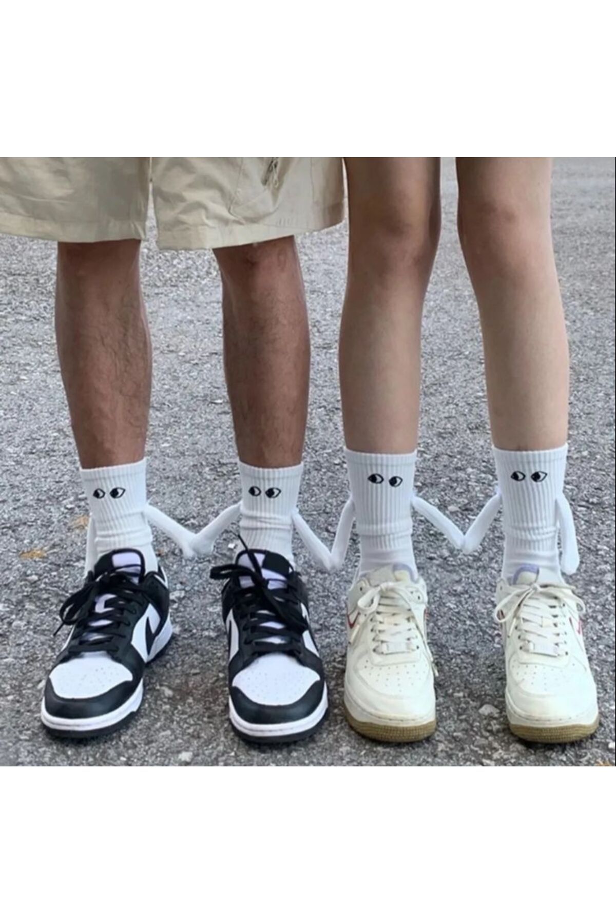 BAW PREMİUM BAW 2 Adet Beyaz Mıknatıslı El Ele Tutuşan Çorap Arkadaşlık Spor Çorabı : Eğlenceli Ve Konforlu