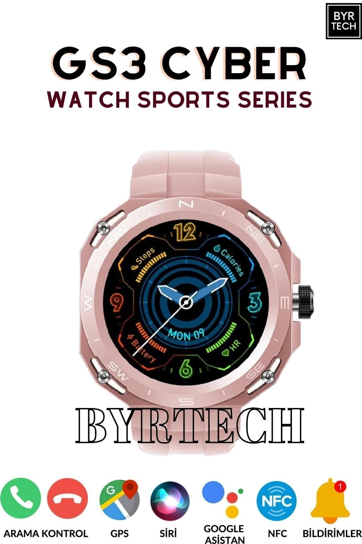 BYRTECH Gs3 Cyber Gps/nfc/siri Destekli Smartwatch Sports Series Akıllı Saat